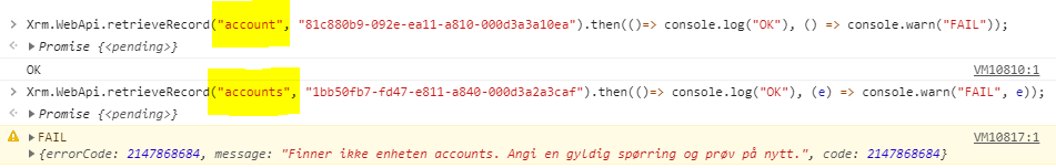 Xrm.WebApi.retrieveRecord entity logical name differences between legacy and Unified Interface